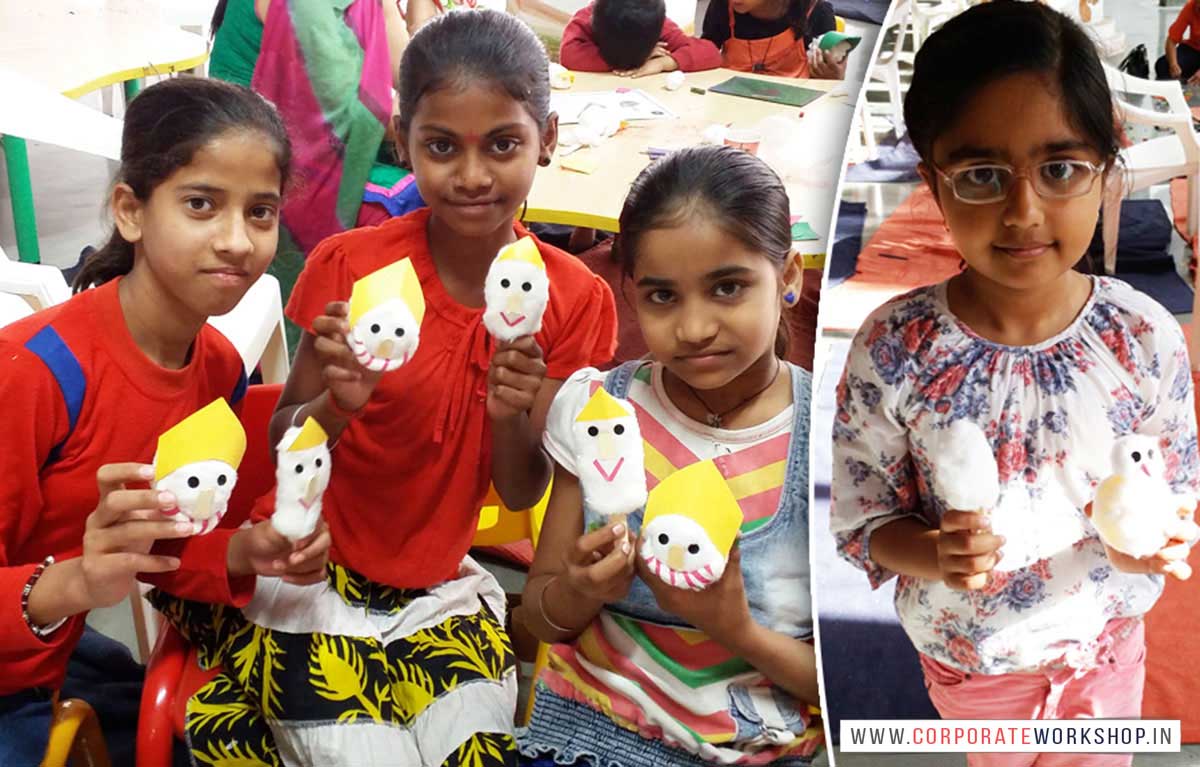 Cotton Art Workshop for Corporate Employees and Children, Art & Craft Activities for Kids in Delhi, Gurgaon, Gurugram, Noida, Chandigarh, Mumbai, India