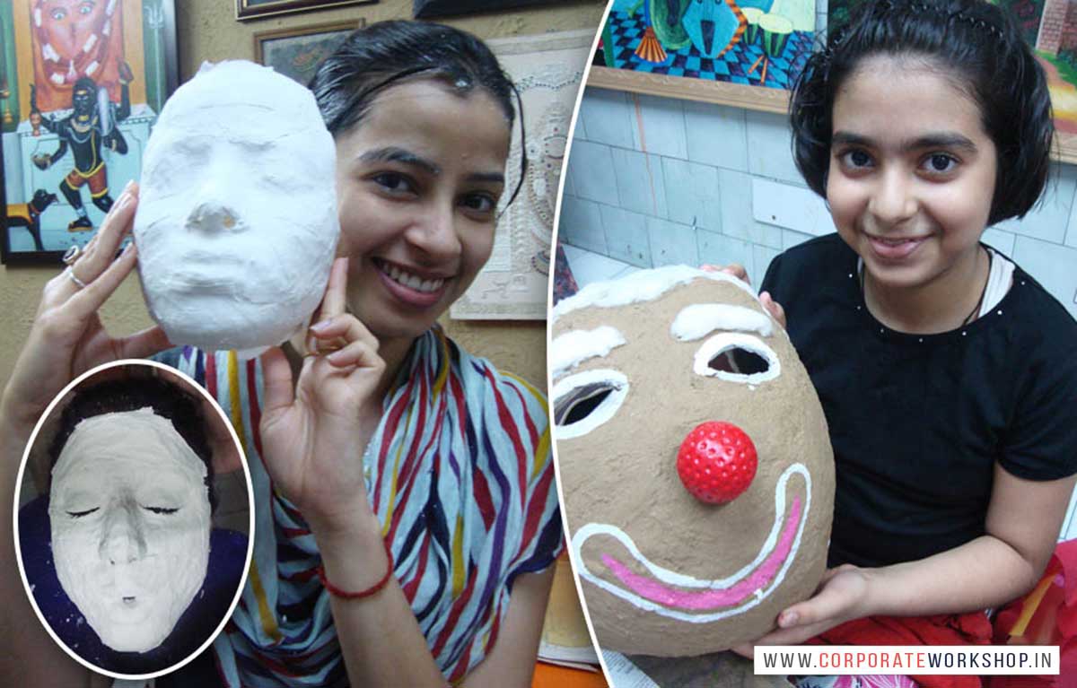 Mask Making Workshop for Corporate Employees and Children, Art & Craft Activities for Kids in Delhi, Gurgaon, Gurugram, Noida, Chandigarh, Mumbai, India