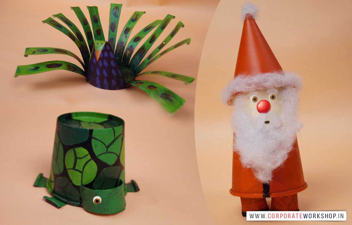 Paper Cups Craft Workshop for Corporate Employees and Children, Art & Craft Activities for Kids in Delhi, Gurgaon, Gurugram, Noida, Chandigarh, Mumbai, India